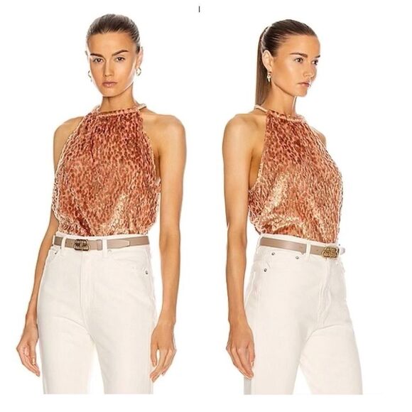 A.L.C Kinsa II Lurex Jacquard Textured Halter Sleeveless Cami Top Size 10 NEW - Picture 3 of 9